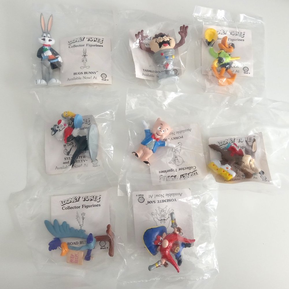vintage Looney tunes  Collector Figurines Shell 1990 set of 8